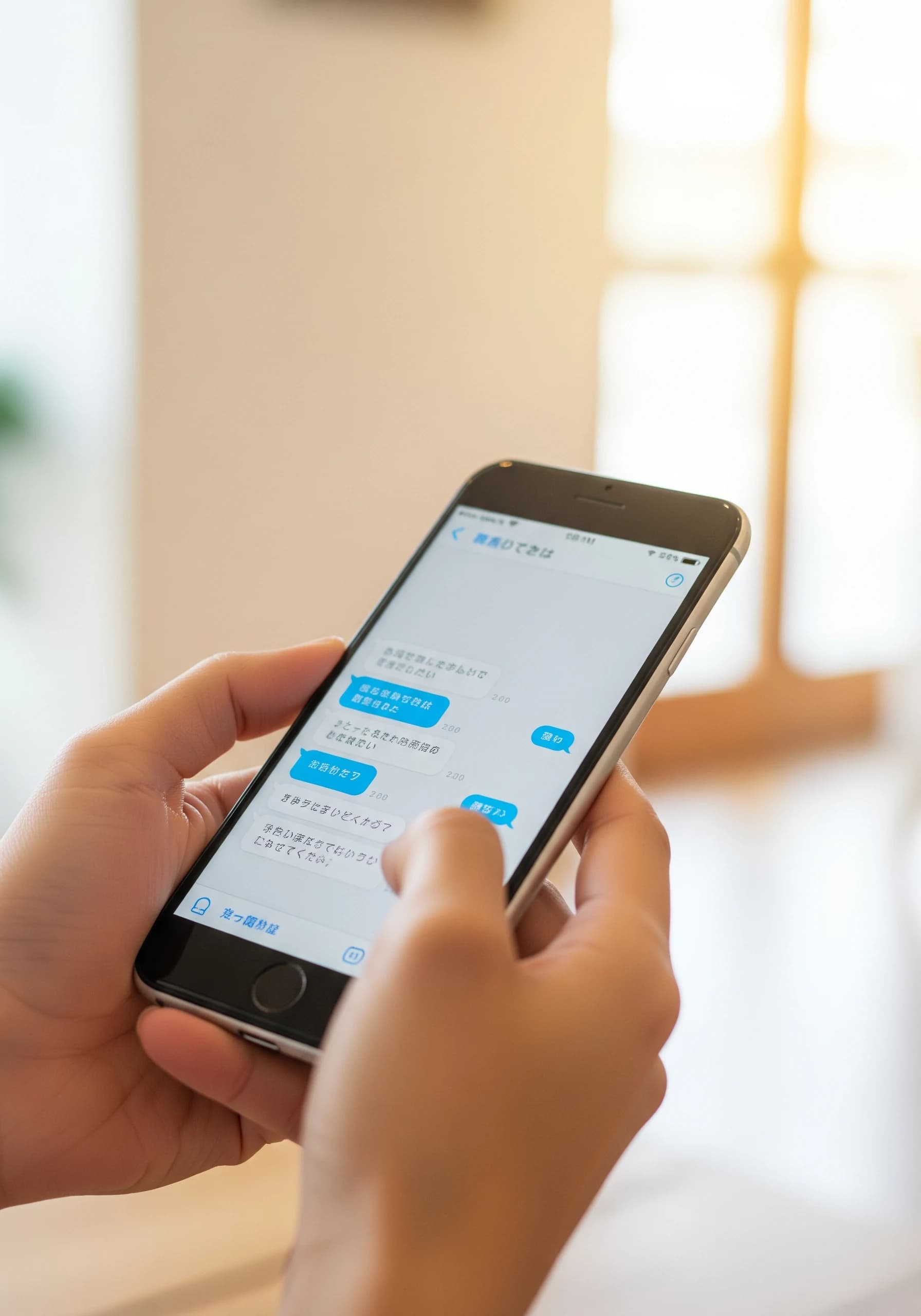 スマートフォンでLINE相談する様子